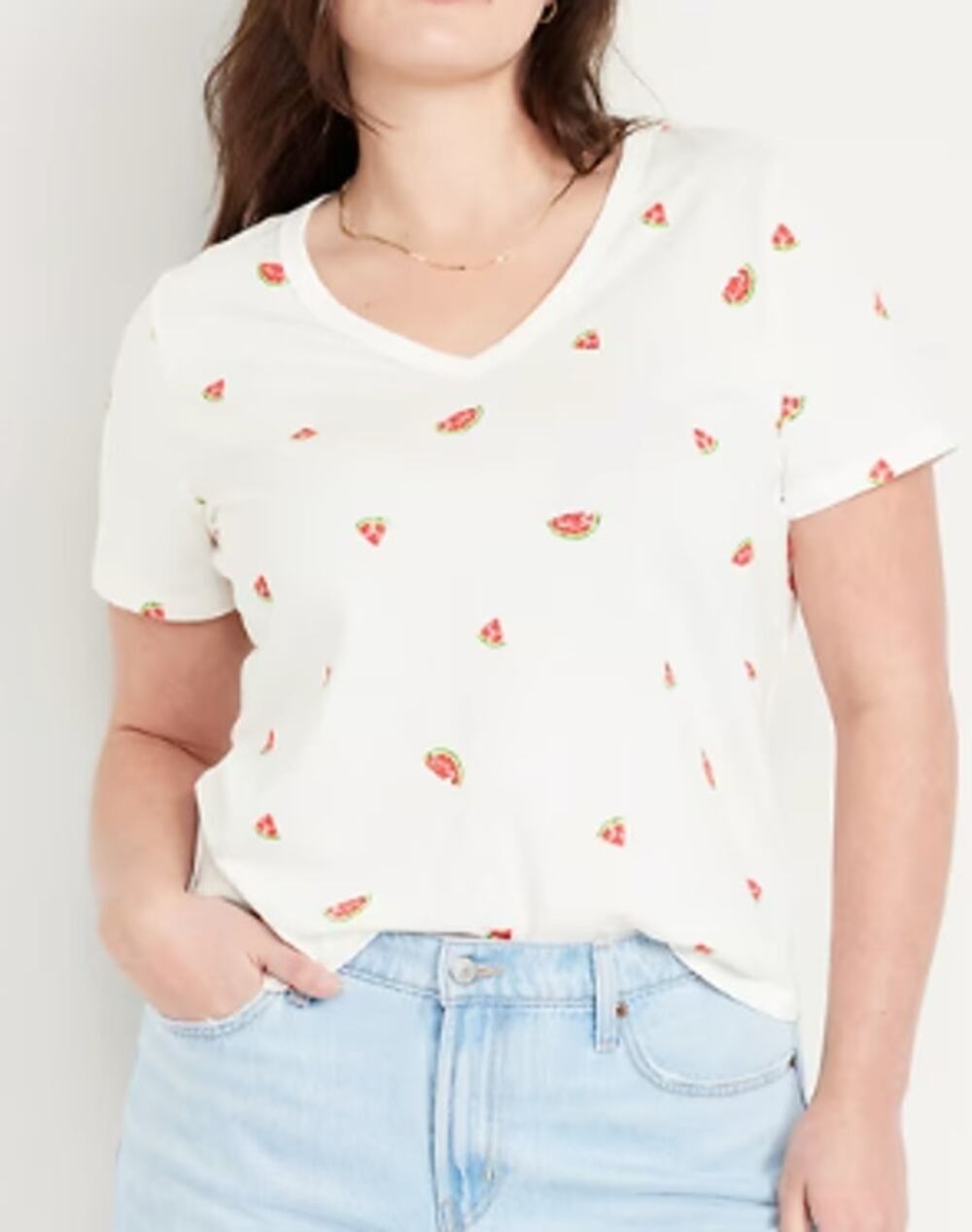 Old Navy Womens White Watermelons EveryWear VNeck Tee Tshirt NEW XL